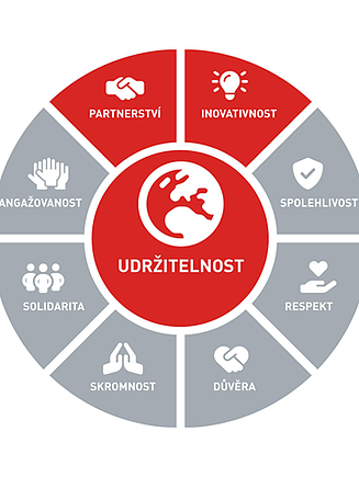 Infographic illustrating STRABAG SE’s nine core values